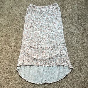 White and red floral midi skirt